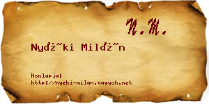 Nyéki Milán névjegykártya