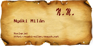 Nyéki Milán névjegykártya